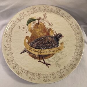 Noble Excellence "12 Days of Christmas" Pedestal Footed Cake Plate Used